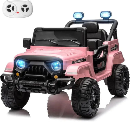 12V Kids Electric Ride-On Truck — Remote-Controlled, Twin 35W Motors, 3.5 MPH Max Speed, Bluetooth Speaker, LED Lights, Safety Belt