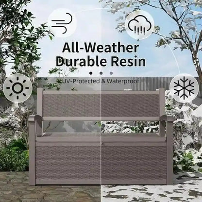 All-Weather Rattan-Look Storage Bench  Lockable Hidden Compartment, 500 lb Capacity