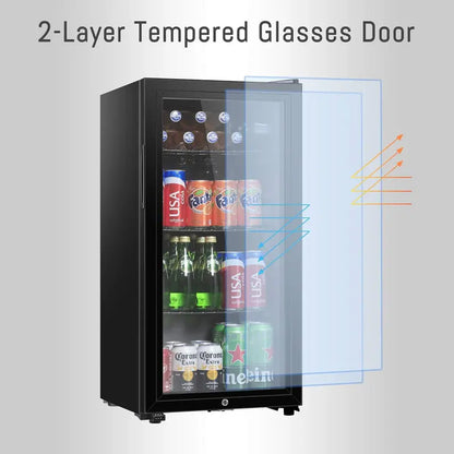 HAILANG Freestanding Beverage Refrigerator  105-Can Capacity, Energy-Efficient Cooling Unit