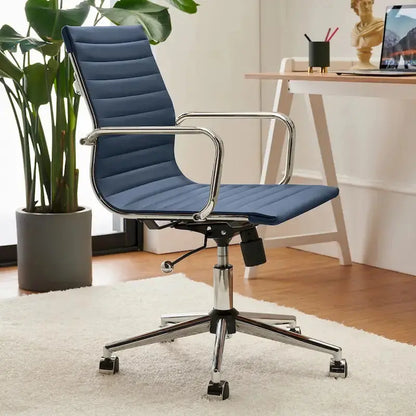 LUXMOD Ribbed Ergonomic Office Chair  Breathable Mesh Back & Adjustable Seat