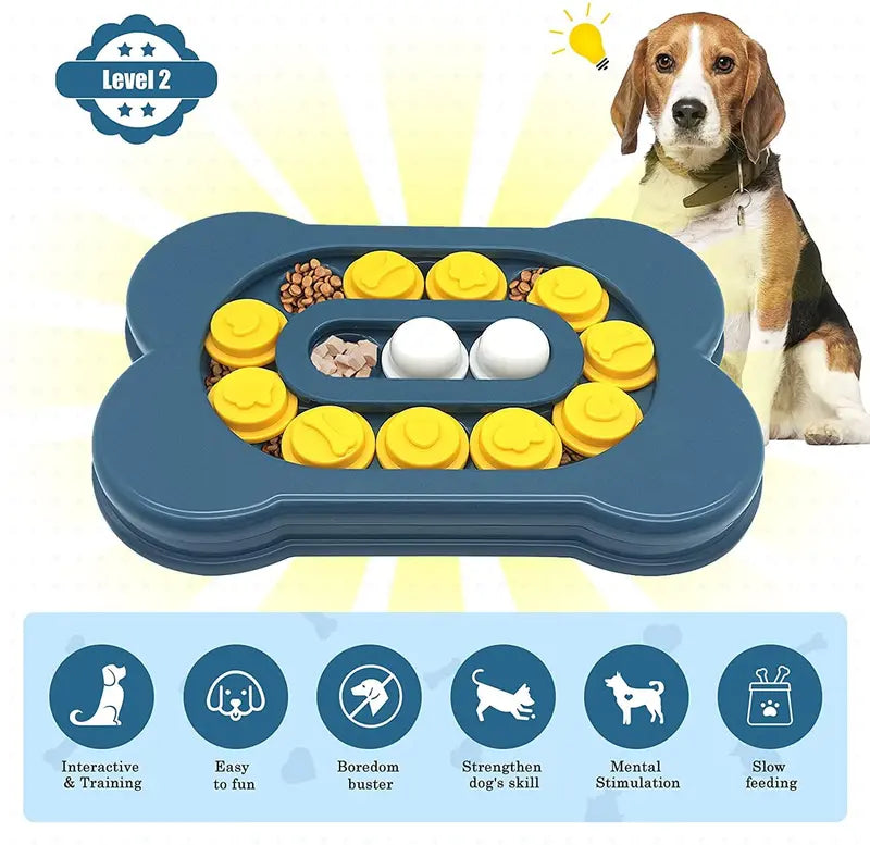Gewiwss Dog Puzzle Toys[Difficulty-Level Adjustable] , Interactive Dog Toys for IQ Training and Mental Enrichment, Bone Shape Dog Enrichment Toy Gifts