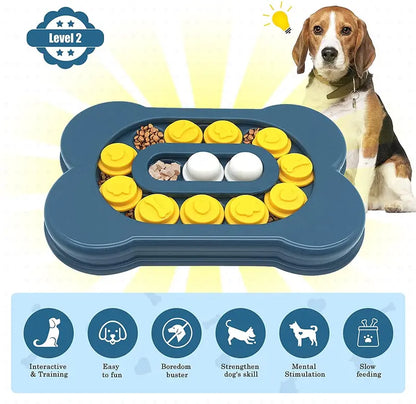 Gewiwss Dog Puzzle Toys[Difficulty-Level Adjustable] , Interactive Dog Toys for IQ Training and Mental Enrichment, Bone Shape Dog Enrichment Toy Gifts