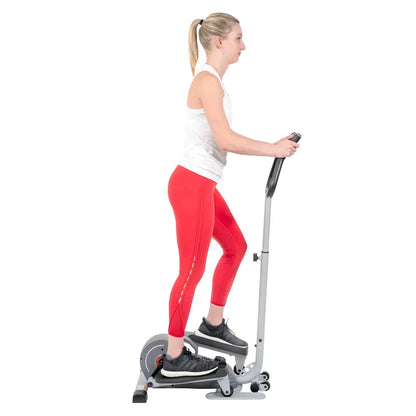 Sunny Health & Fitness Compact Magnetic Elliptical Trainer with Adjustable Handlebars, 8 Resistance Levels, SF-E3988