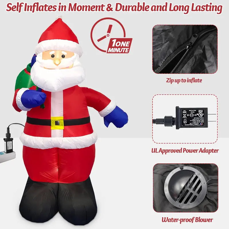 Danxilu 8 FT Christmas Inflatable Santa Train with LED Lights, Outdoor Waterproof Decoration for Yard, Garden, Lawn, Patio