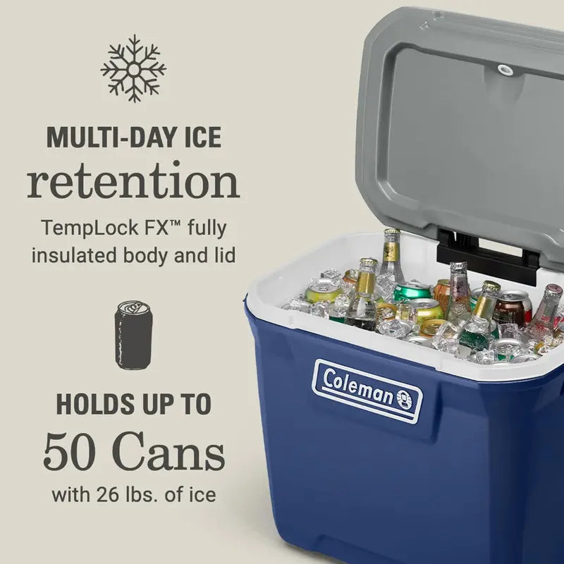 Coleman 100-Quart Insulated Rolling Cooler  Leak-Proof Hard-Sided Outdoor Cooler with 5-Day Ice Retention