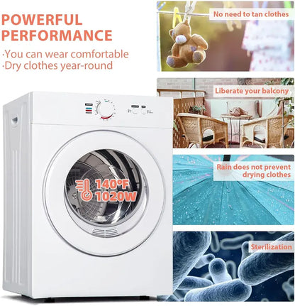 1.8 Cu. Ft. Portable Compact Dryer  Exhaust-Duct Compatible, Space-Saving Design