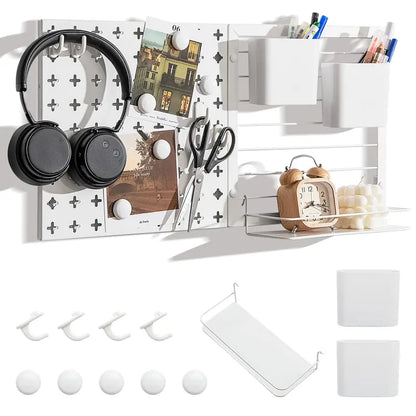 Modular Metal Pegboard Kit with Two Interlocking Panels & Mounting Hardware