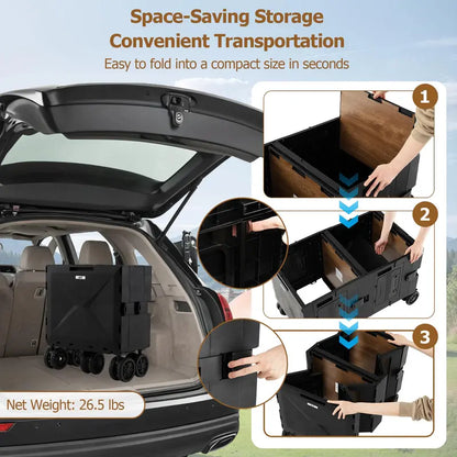 Collapsible Rolling Trolley Cart for Groceries, Camping, and Travel Use
