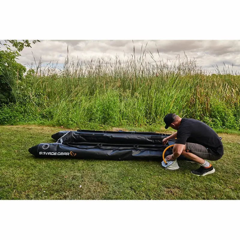 Durable 2-Person PVC Inflatable Kayak for Fishing with Aluminum Seats, Paddle & Repair Kit  130″x43″x11.8″