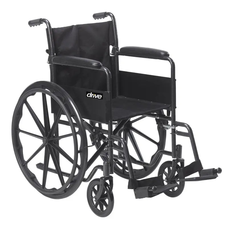 Drive Medical Silver Sport 1 Lightweight Wheelchair  250-Lb Capacity, Full Arms, Removable Footrests