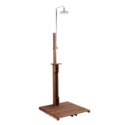 Freestanding Stainless Steel Outdoor Shower Tower with Duckboard  94.5 Inches High