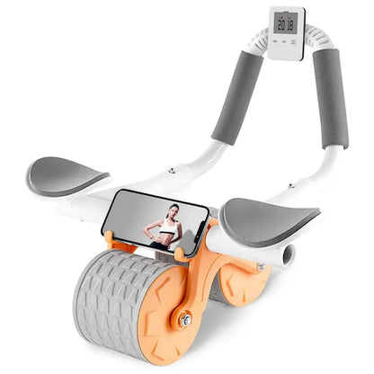 Core-Strengthening Ab Roller with Dual Wheels and Padded Elbow Supports