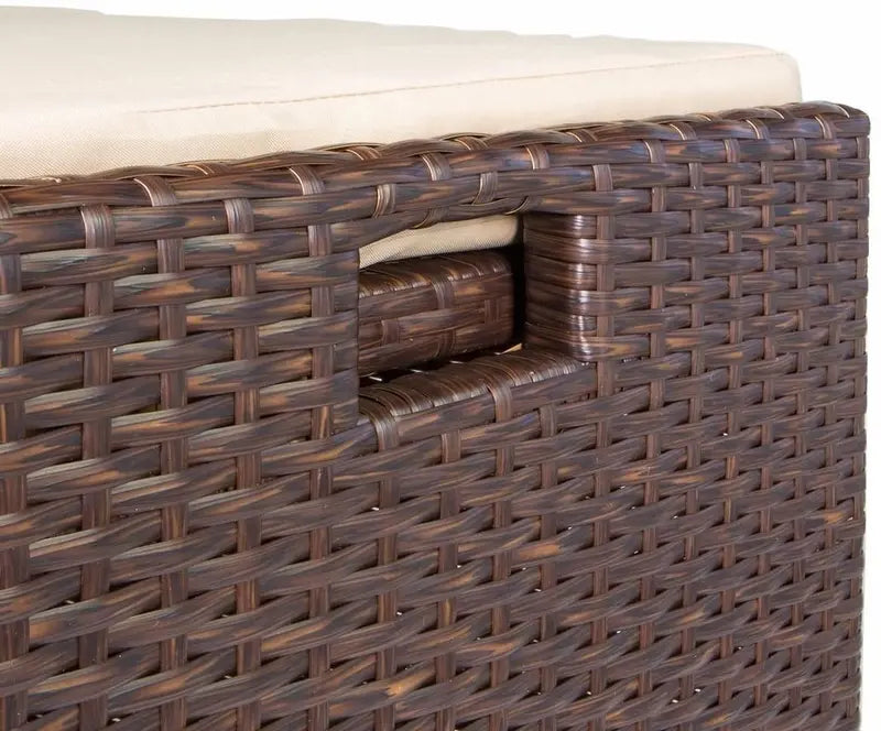 Barton Rattan-Style Outdoor Storage Bench  60-Gallon Weather-Resistant Deck Box with Cushioned Seat