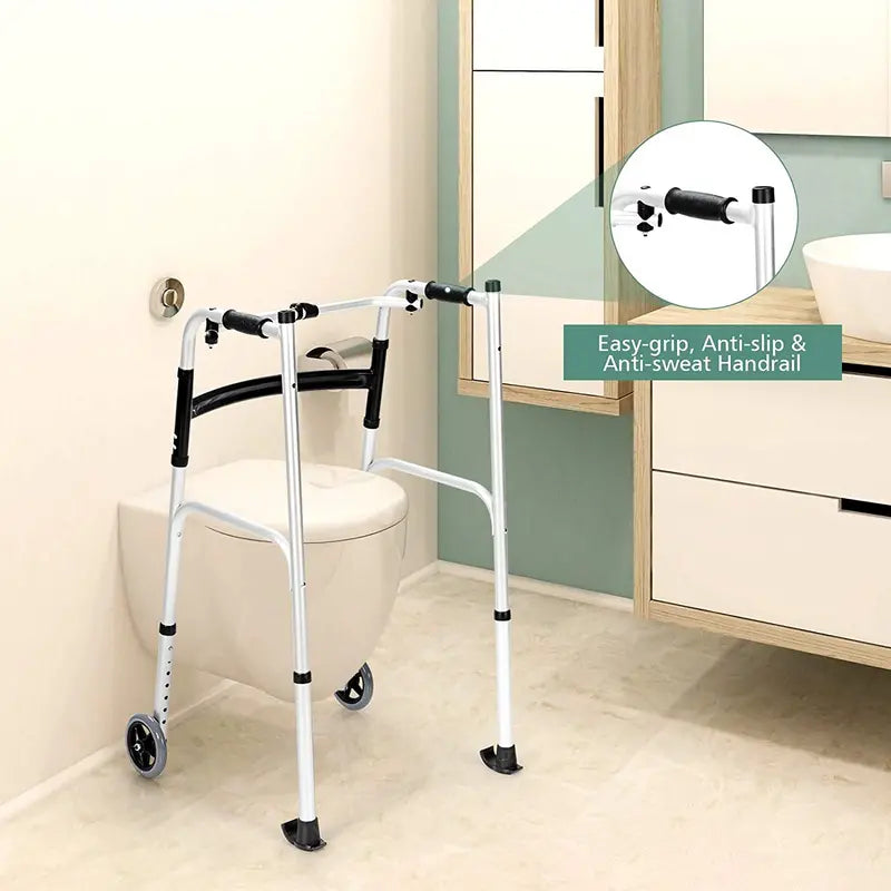 Lightweight Aluminum Foldable Walker  Durable Rehab Support Frame