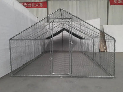 10 ft x 20 ft Outdoor Dog Kennel & Chicken Run  Galvanized Steel Frame, Secure Enclosed Habitat (Model 2010CG)