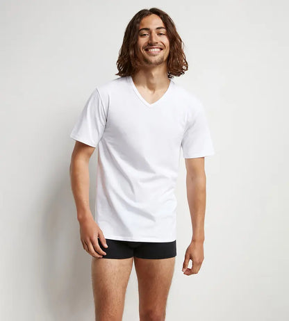 Set of 2 Dim Sport white men¡¯s white cotton V-neck T-shirts with active temperature regulation
