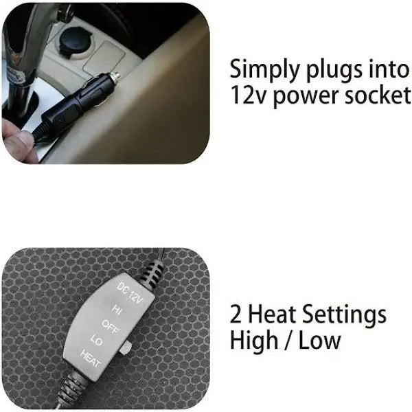 Autodrive 12V Heated Seat Cushion with Universal Fit & Auto Shut-Off for Cars