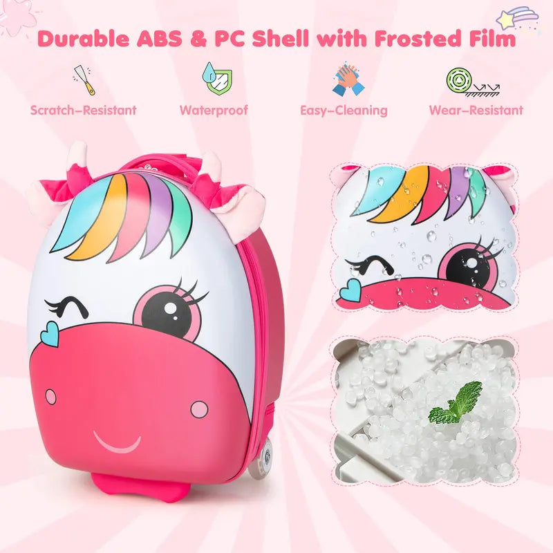 16-Inch Kids Carry-On Luggage with LED Light-Up Wheels & Waterproof Hard Shell