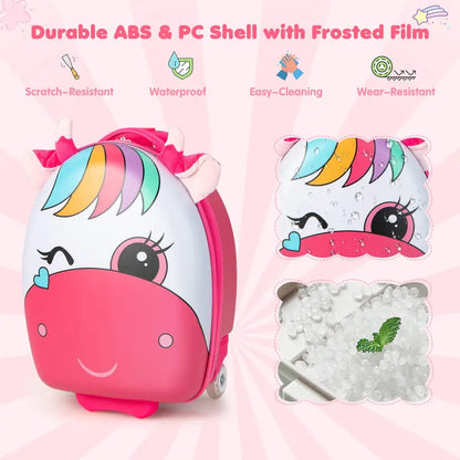 16-Inch Kids Carry-On Luggage with LED Light-Up Wheels & Waterproof Hard Shell