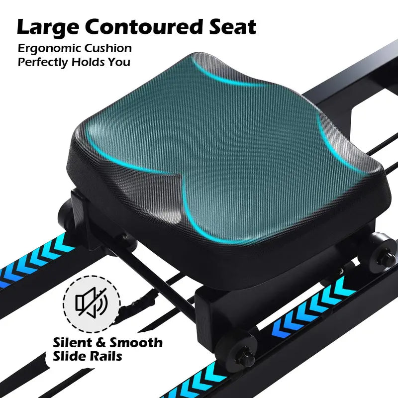 Dual-Track Water Rowing Machine with Adjustable Resistance, LCD Monitor & High Weight Capacity