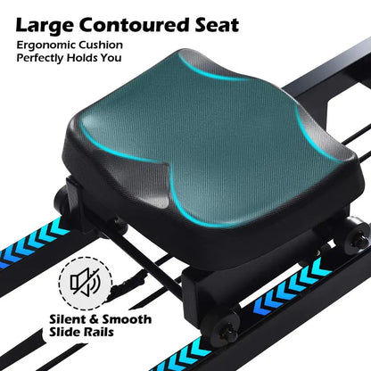 Dual-Track Water Rowing Machine with Adjustable Resistance, LCD Monitor & High Weight Capacity