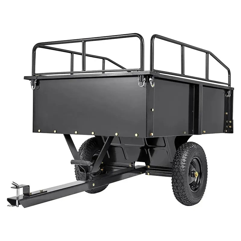Heavy-Duty Steel ATV Utility Trailer  750-Lb Capacity, 15-Cu-Ft Dump Cart with Removable Sides