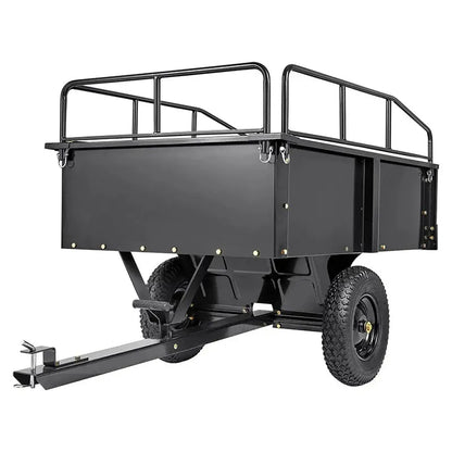 Heavy-Duty Steel ATV Utility Trailer  750-Lb Capacity, 15-Cu-Ft Dump Cart with Removable Sides