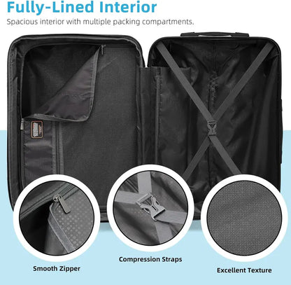 6-Piece Expandable Rolling Luggage Set  Lightweight Hardshell Suitcases with Smooth-Spinning Wheels & Modular Packing Options