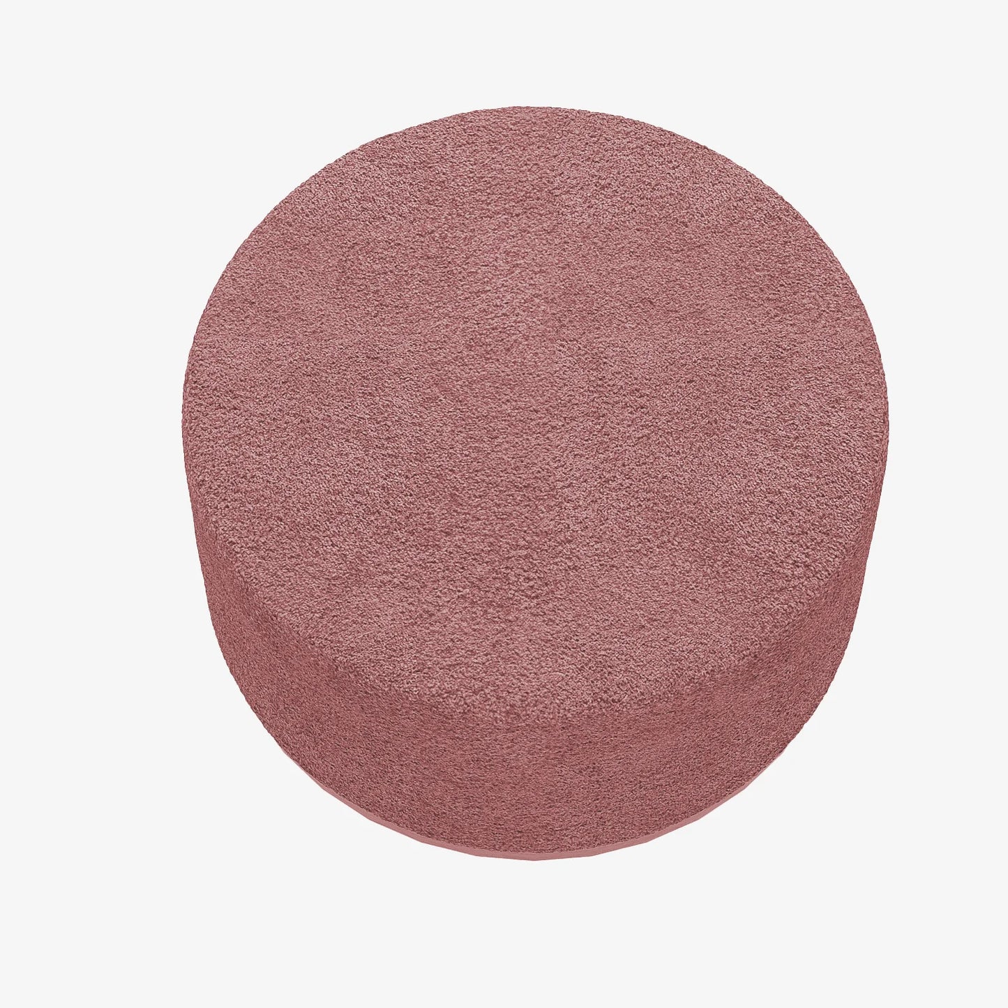 Grand pouf rond ottoman en bouclette rose Victor