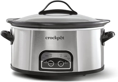 8-Quart Black Stainless Steel Slow Cooker  Auto-Warm Function & Digital Programmable Controls