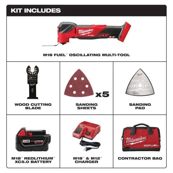 M18 FUEL Oscillating Multi-Tool Kit  Model 2836-21, Includes 5.0Ah Battery, Charger & Carry Bag