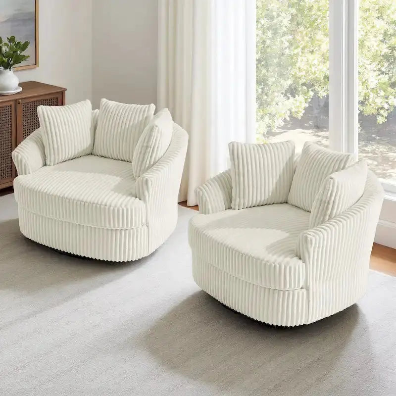 DREAMSIDEA Recessed-Arm Swivel Barrel Chair Set (2-Pack)