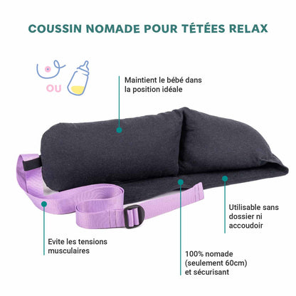 Coussin d'allaitement sangle mauve · DUOH