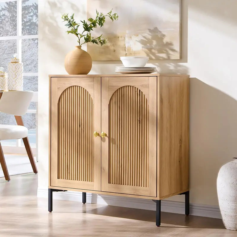 IFGET Fluted Arched Sideboard  92.6-Inch Wide Modern Farmhouse Buffet Cabinet