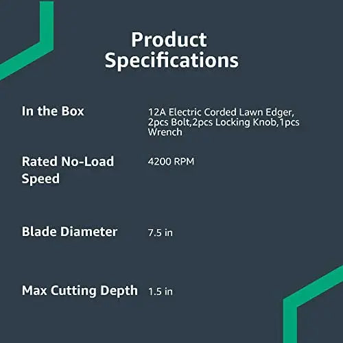 Denali 12-Amp 7.5-Inch Double-Blade Corded Lawn Edger for Clean, Professional Yard Borders