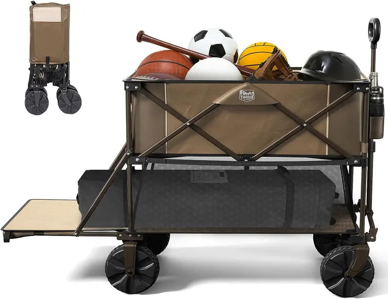 TIMBER RIDGE 400L Large Capacity Folding Double Decker Wagon, 54  Extra Long Extender Wagon Cart