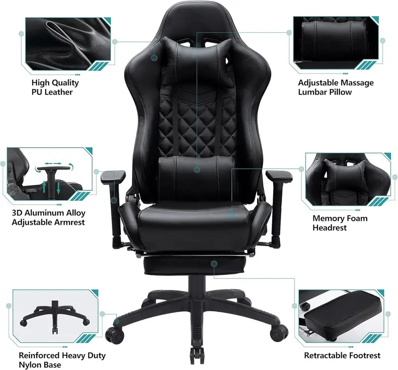Ergonomic PU Leather Office Chair  High-Back Support for Extended Sitting