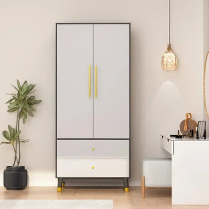 Wooden 2-Door Armoire  Classic Wardrobe Closet with Clothes Storage Functionality