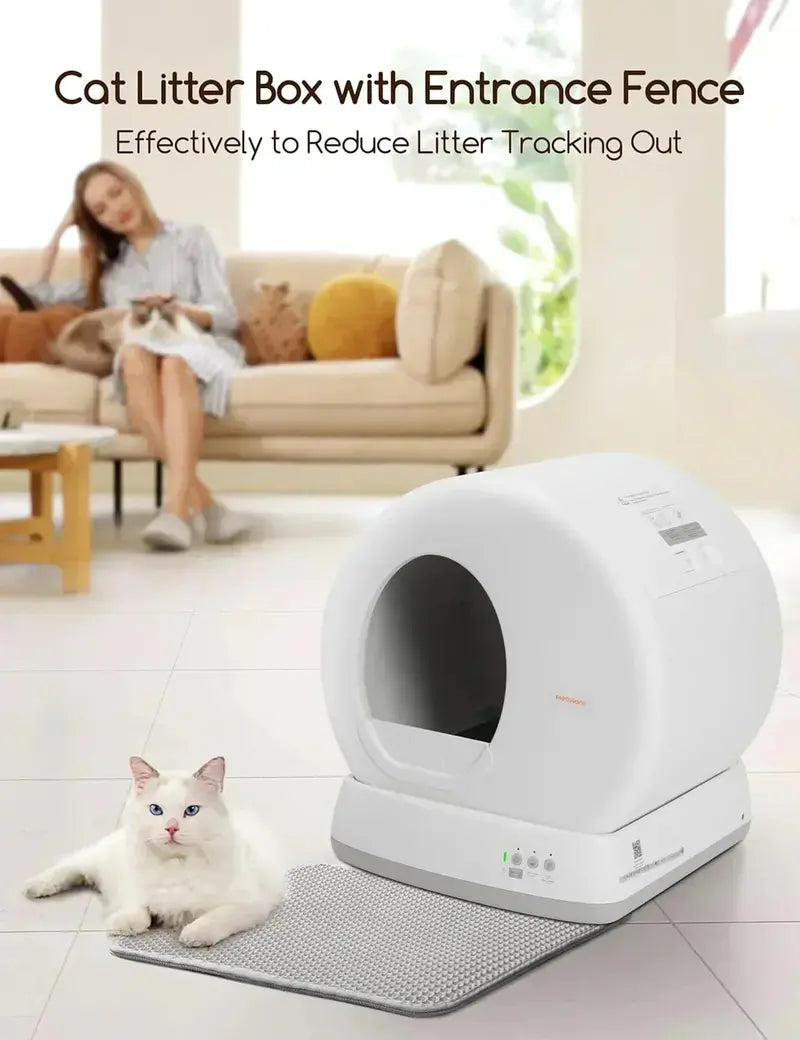Self-Cleaning Automatic Cat Litter Box with Safety Sensors for Multi-Cat Households