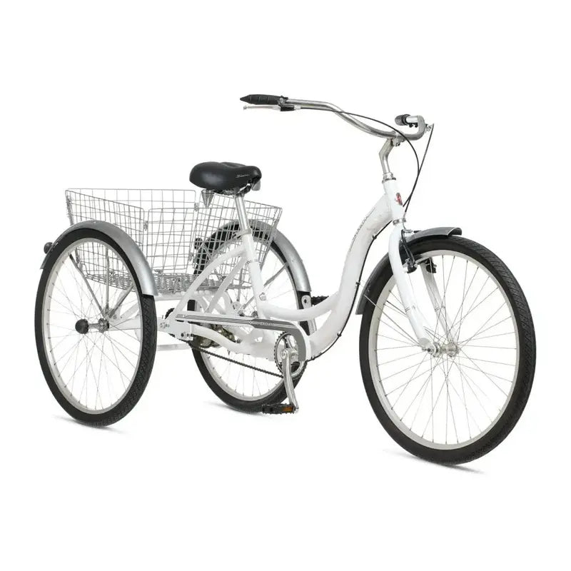 Schwinn Meridian Adult Tricycle  26-Inch Beach Cruiser, Low-Step Frame, Wide Comfort Saddle, Foldable Basket