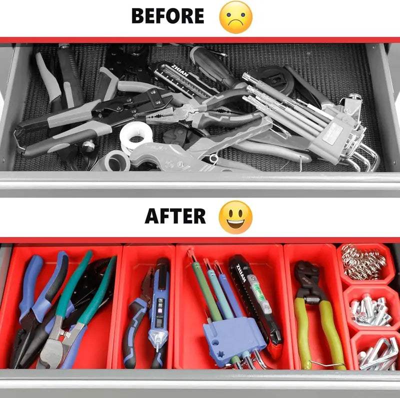 42-Inch 8-Drawer Rolling Tool Chest  Detachable Top Toolbox with Liners, Dividers, Hooks & Heavy-Duty Casters for Garage or Workshop