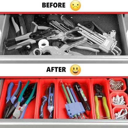 42-Inch 8-Drawer Rolling Tool Chest  Detachable Top Toolbox with Liners, Dividers, Hooks & Heavy-Duty Casters for Garage or Workshop