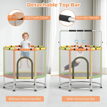 55-Inch Kids’ Mini Trampoline  Heavy-Duty Bouncer with Hammock & Enclosed Safety Net