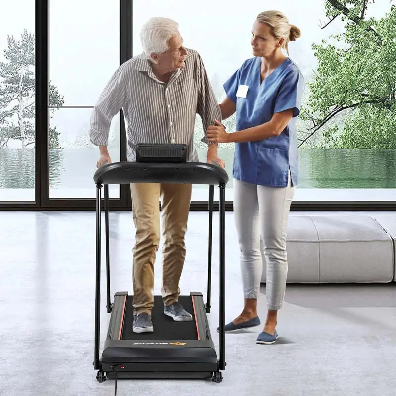 Senior-Friendly Walking Treadmill  2.5 HP Home Fitness Machine with Extended Handrails, 300 lb Capacity &amp; Heart Rate Monitoring
