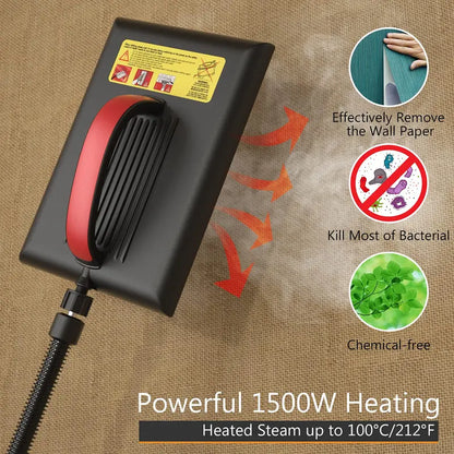 Chemical-Free Wallpaper Steamer  10-Foot Hose & Large Steam Plate for Easy Removal