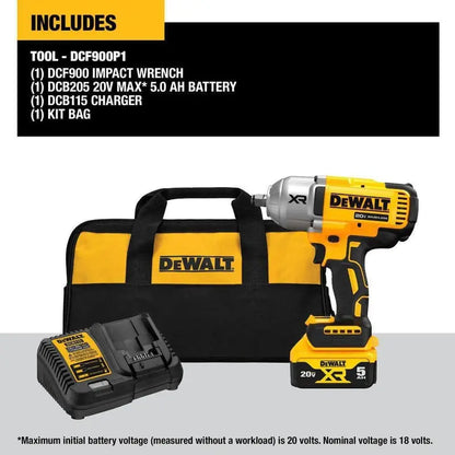 DEWALT 20V MAX XR 1/2″ Cordless Impact Wrench Kit, High Torque, LED Light, Battery Included
