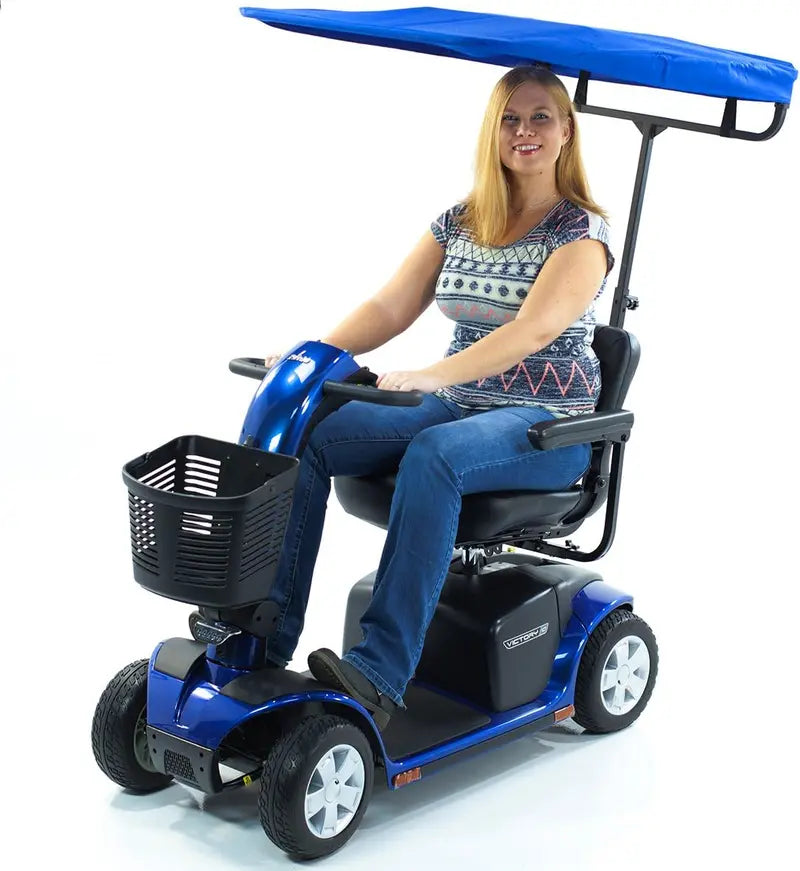 Pride & Drive Blue Water-Resistant Adjustable Height Mobility Scooter Sunshade Canopy