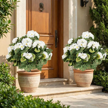 Set of 2 Begonia Ball Topiaries  22.5-Inch Artificial Plants with Ground Anchors