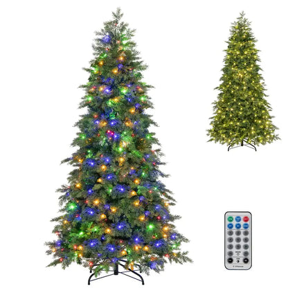 6-Foot Pre-Lit Artificial Christmas Tree Featuring 300 Dual-Color LEDs, 11 Lighting Modes & Remote Control
