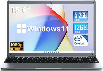 SGIN 15.6¡å Windows 11 Laptop  Intel Celeron N5095A, 12GB DDR4 RAM, 512GB SSD, Full HD 1920¡Á1080 Display